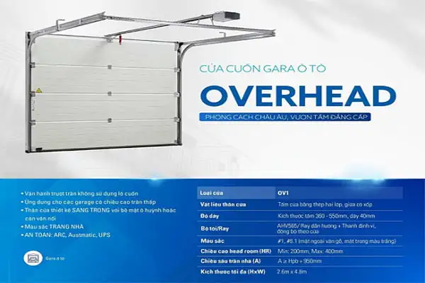 Cửa cuốn trượt trần Overhead