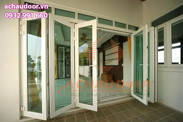 Cửa đi mở xếp trượt 6 cánh nhôm Xingfa