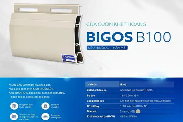 Cửa cuốn Đức Austdoor nan nhôm Bigos B100