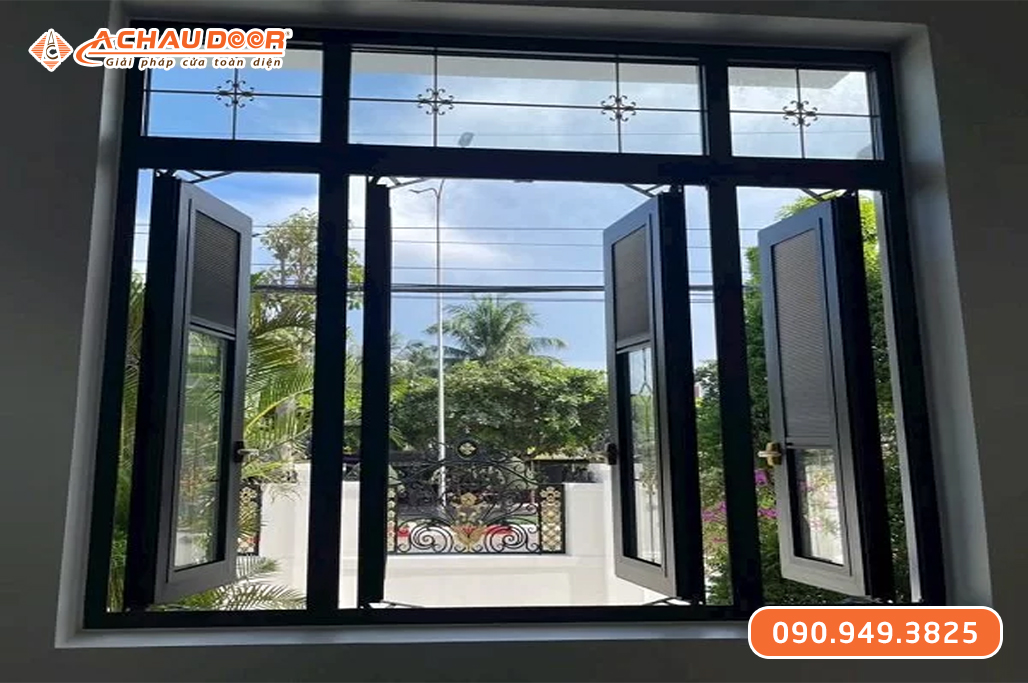 Cửa sổ mở quay 4 cánh nhôm Xingfa