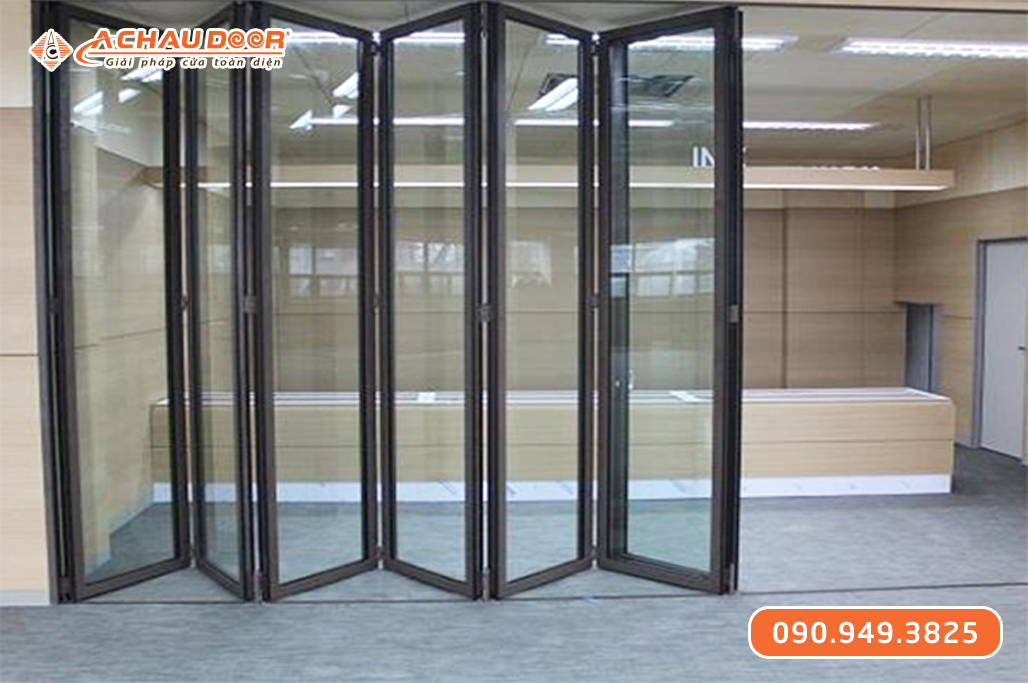 Cửa đi mở xếp trượt 6 cánh nhôm Xingfa