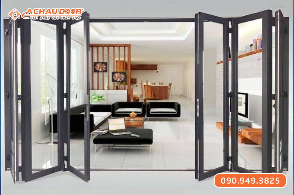 Cửa đi mở xếp trượt 6 cánh nhôm Xingfa