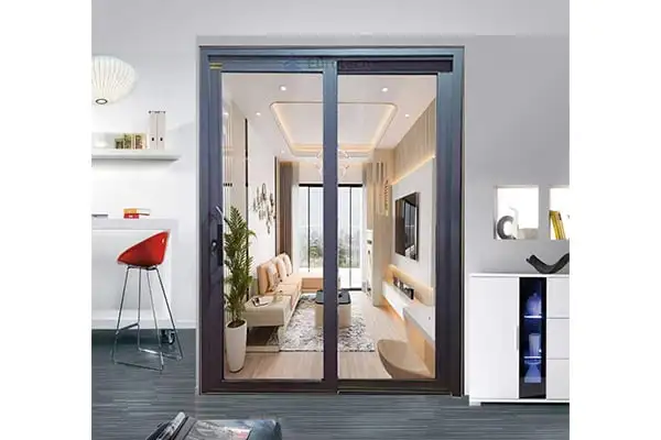 Cửa Nhôm Trượt Quay 2 Cánh Màu Xám Ghi