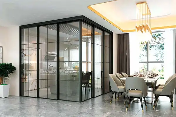 Cửa Nhôm Slim Lùa Nối Góc 90 Độ