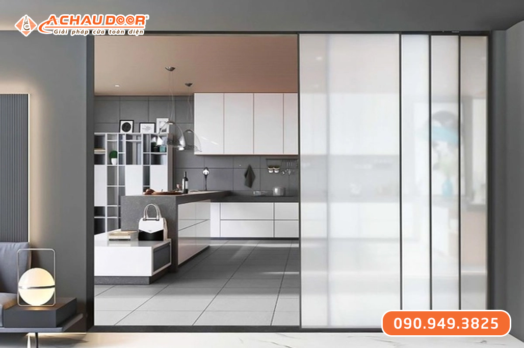 Cửa Trượt Slim 3 Cánh Trượt Qua Lại Trên 3 Ray