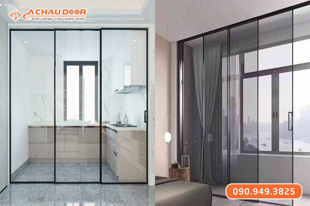 Cửa Trượt Slim 3 Cánh, 2 Cánh Lùa 1 Cánh Cố Định