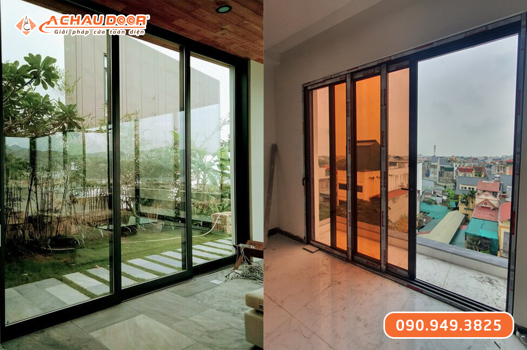 Cửa Nhôm Kính Cường Lực 3 Cánh Lùa