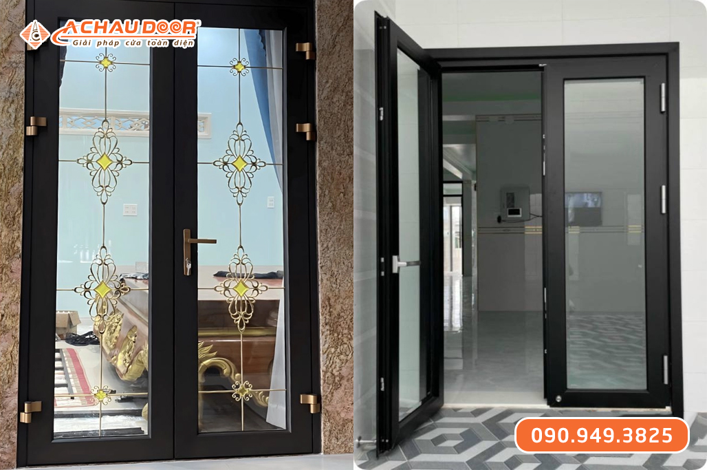 Cửa đi 2 cánh mở quay nhôm Maxpro JP hệ 65