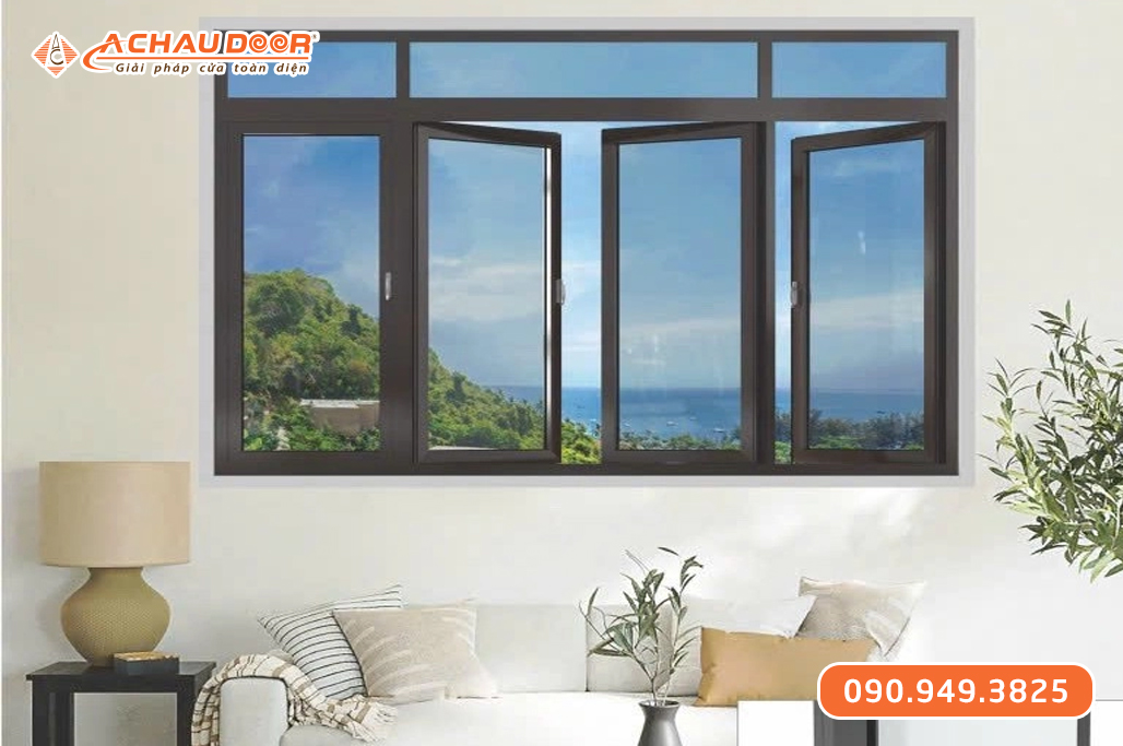Cửa sổ 4 cánh mở quay nhôm Maxpro hệ 55