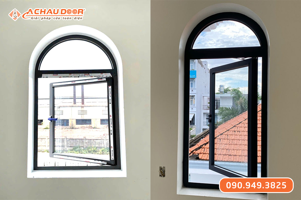 Cửa sổ mở quay 1 cánh nhôm Maxpro hệ 55