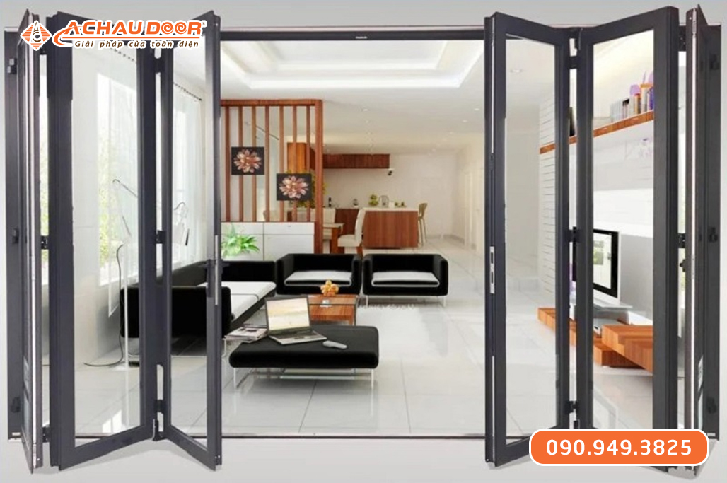 Cửa Xếp Trượt 6 Cánh Nhôm Maxpro Hệ 80