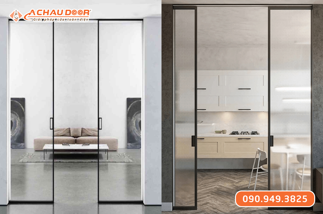 Cửa Trượt Slim 2 Cánh Lùa Trên 2 Ray