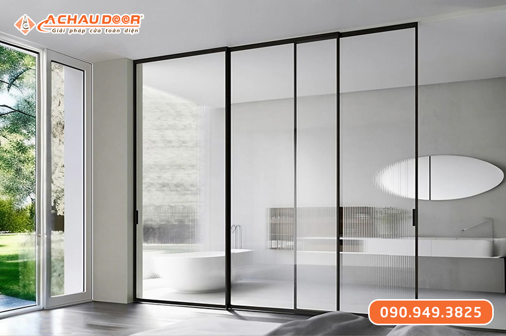 Cửa Trượt Slim 3 Cánh Trượt Qua Lại Trên 3 Ray