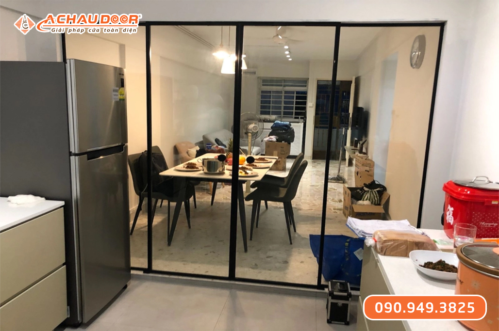 Cửa Trượt Slim 4 Cánh Lùa 2 Bên