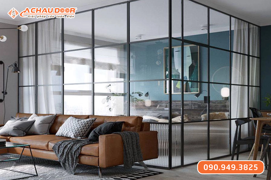 Vách Ngăn Phòng Hệ Slim Có Cửa Mở Quay