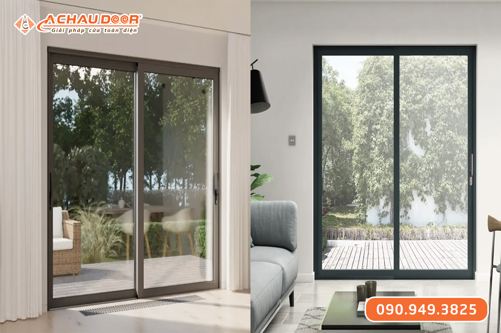 Cửa Nhôm Kính Cường Lực 2 Cánh Lùa