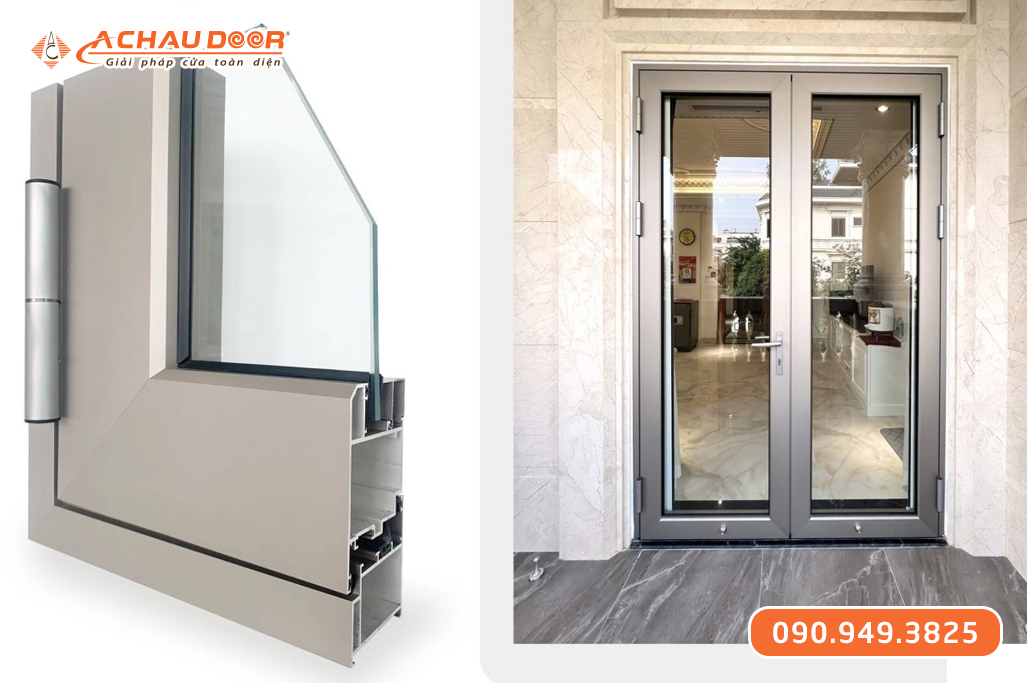 Cửa Đi 2 Cánh Mở Nhôm Maxpro Hệ 83