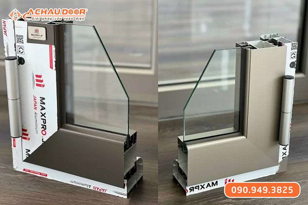 Cửa đi 4 cánh mở quay nhôm Maxpro JP Nhật Bản hệ 58