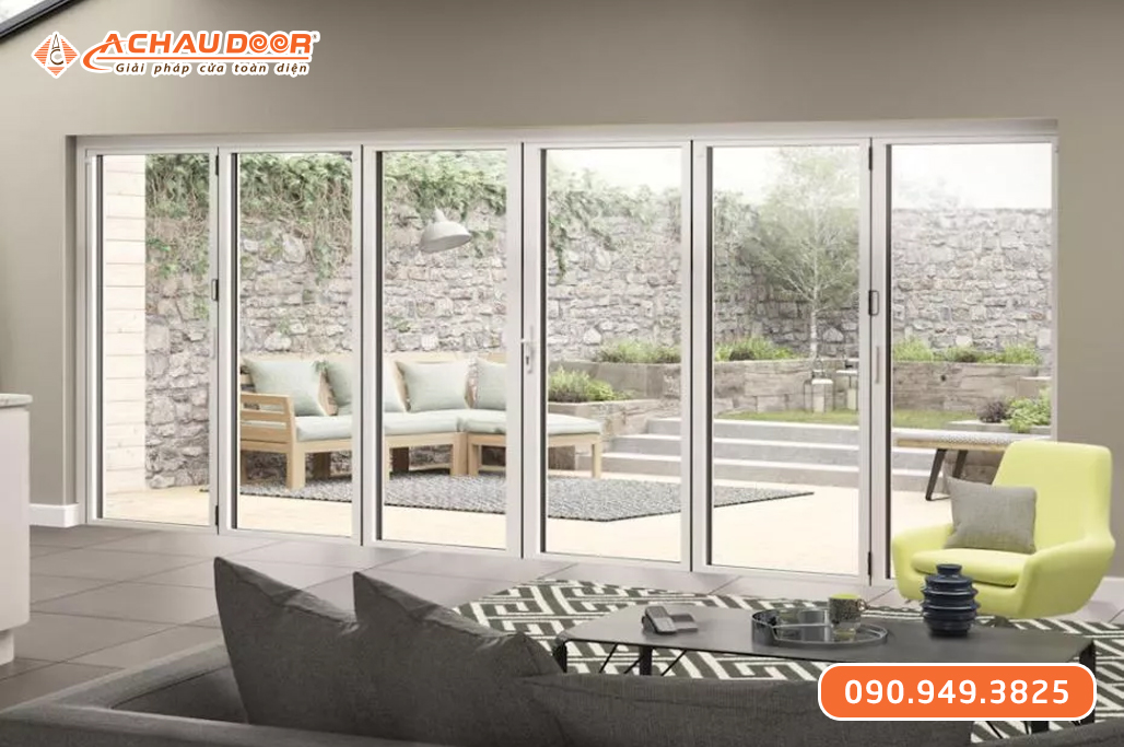Cửa Xếp Trượt 6 Cánh Nhôm JMA Hệ 55