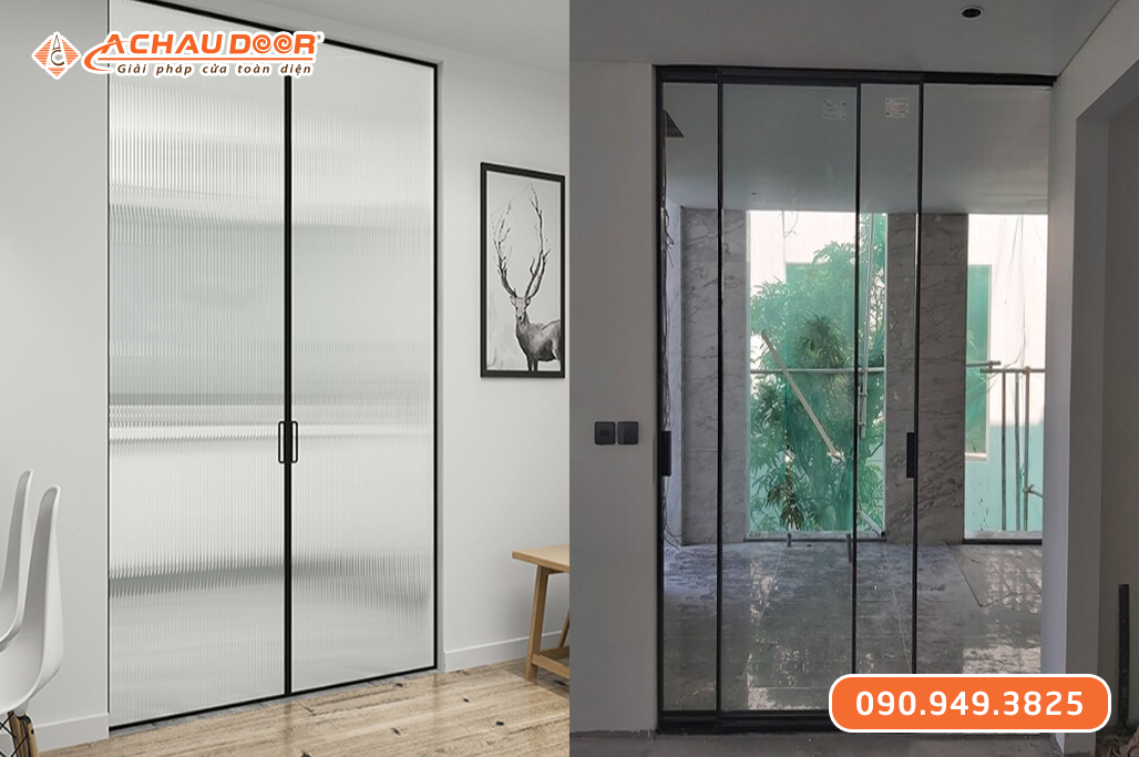 Cửa Trượt Slim 2 Cánh Lùa Trên 2 Ray