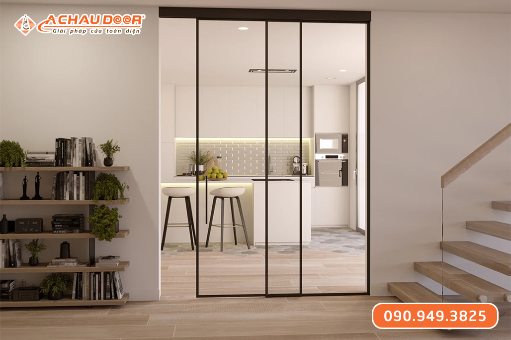 Cửa Trượt Slim 2 Cánh, 1 Cánh Lùa 1 Cánh Cố Định