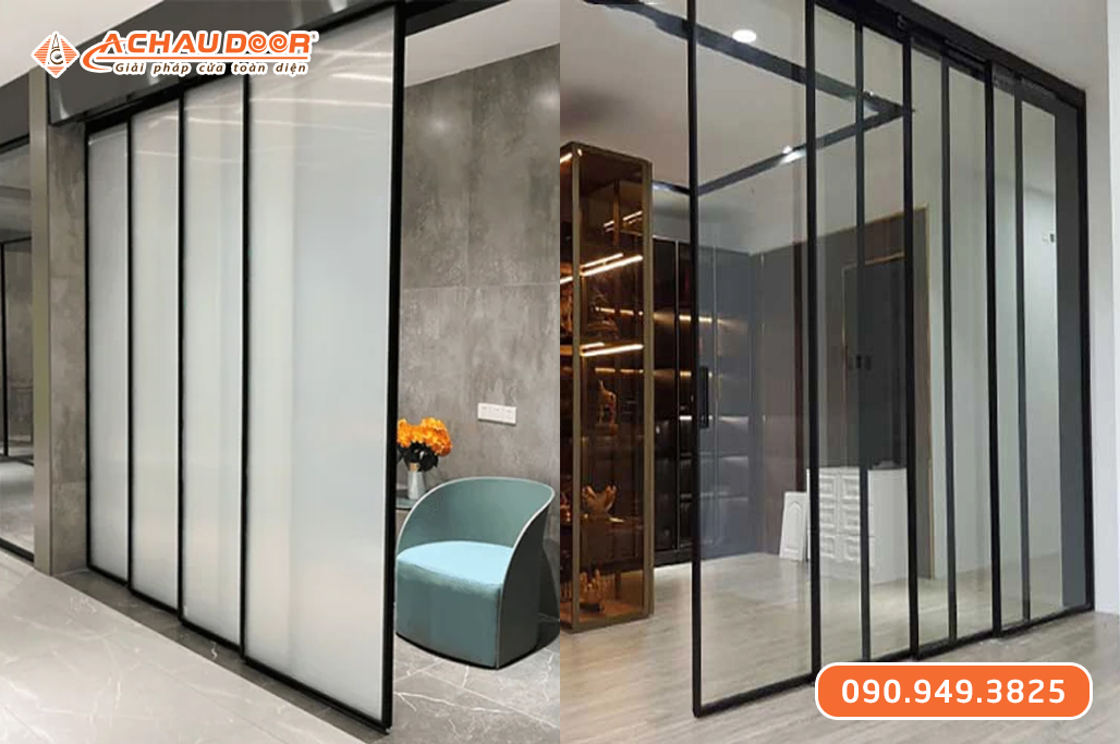 Cửa Trượt Slim 4 Cánh, 3 Cánh Lùa 1 Cánh Cố Định