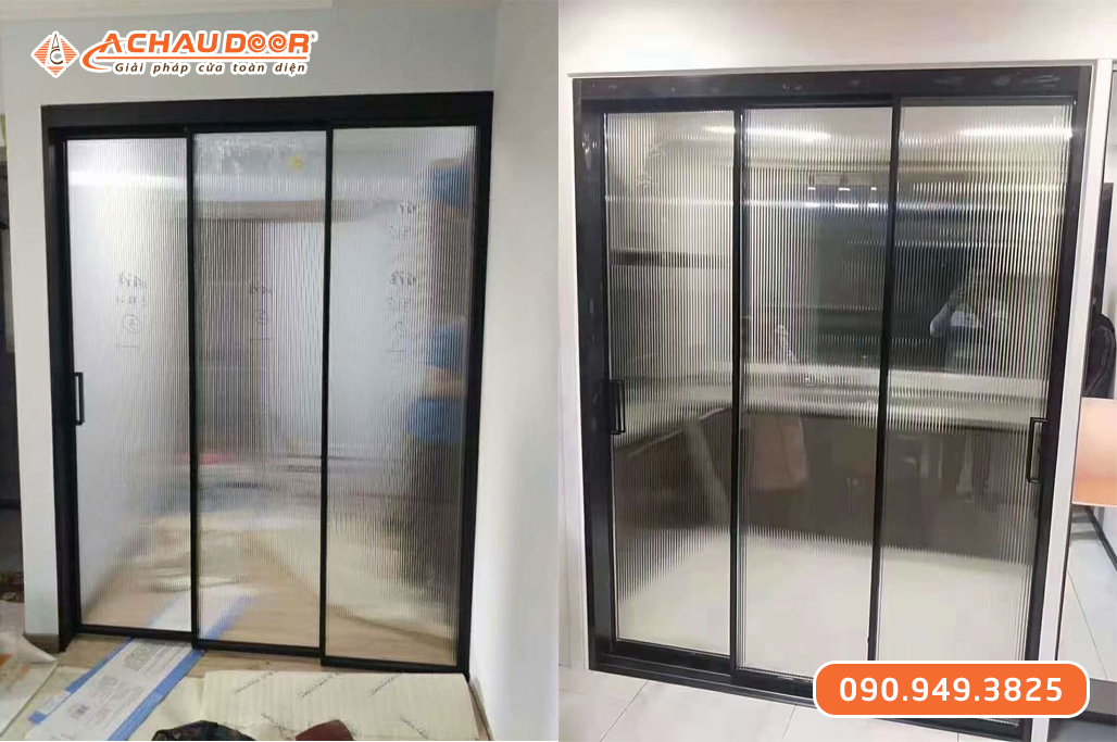 Cửa Nhôm Kính Cường Lực 3 Cánh Lùa