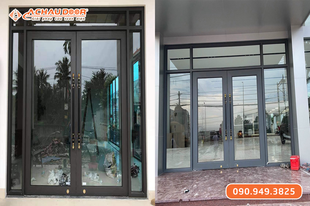 Cửa Nhôm Kính Cường Lực Mở 2 Cánh 10 Ly