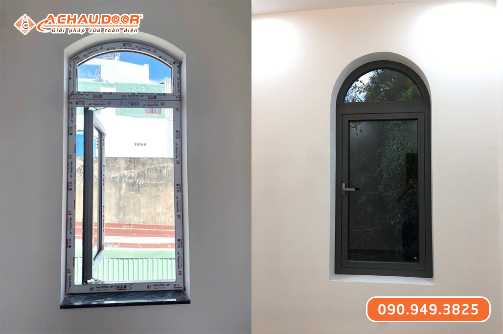 Cửa sổ mở quay 1 cánh nhôm Maxpro hệ 55