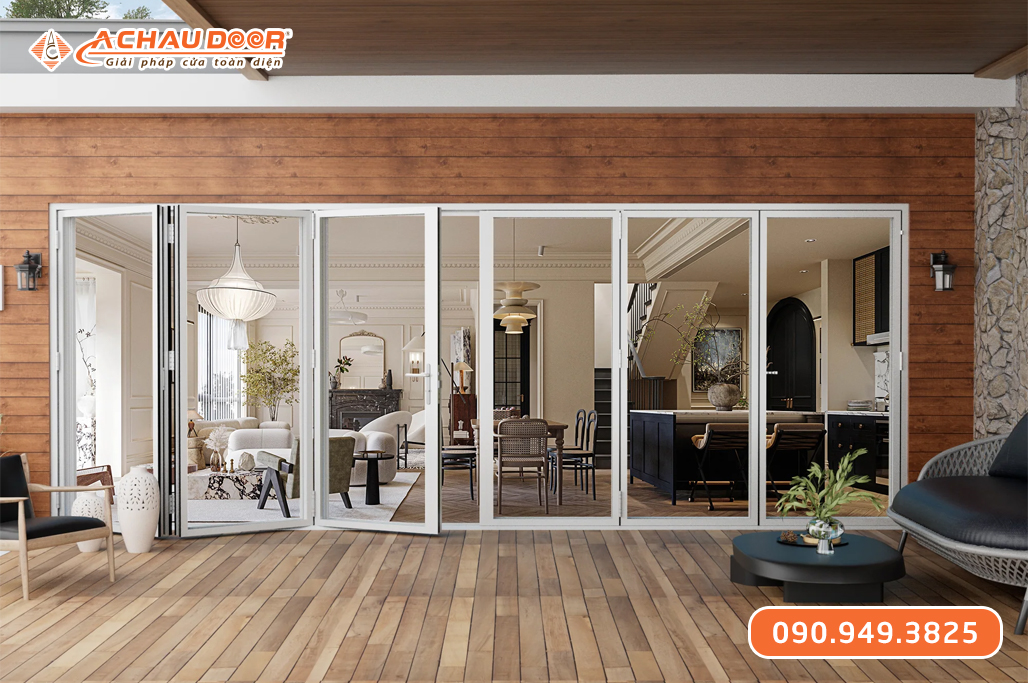 Cửa Xếp Trượt 6 Cánh Nhôm JMA Hệ 55