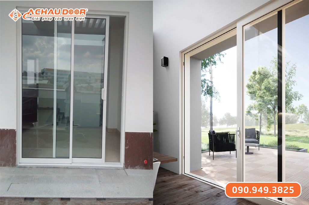 Cửa Nhôm Trượt Quay 2 Cánh Màu Trắng