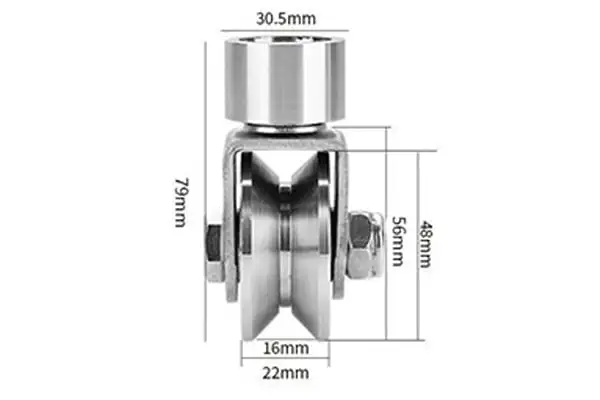 Bánh xe Inox xoay 360, kích thước U68, dầy 28, cao 100