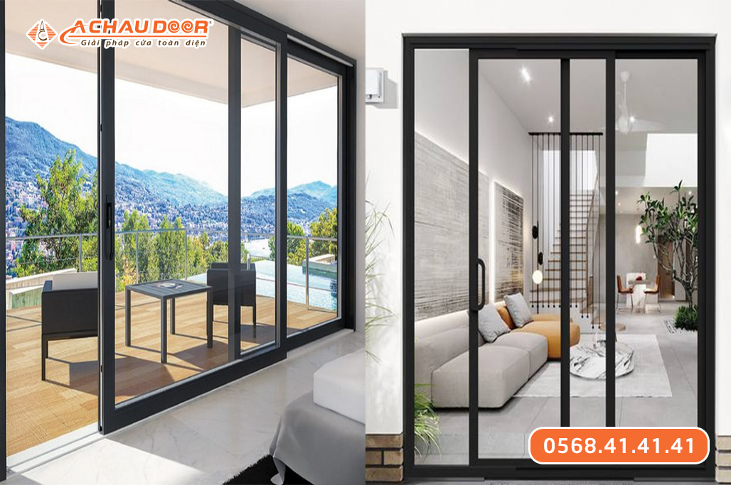Cửa lùa nhôm kính 2 cánh
