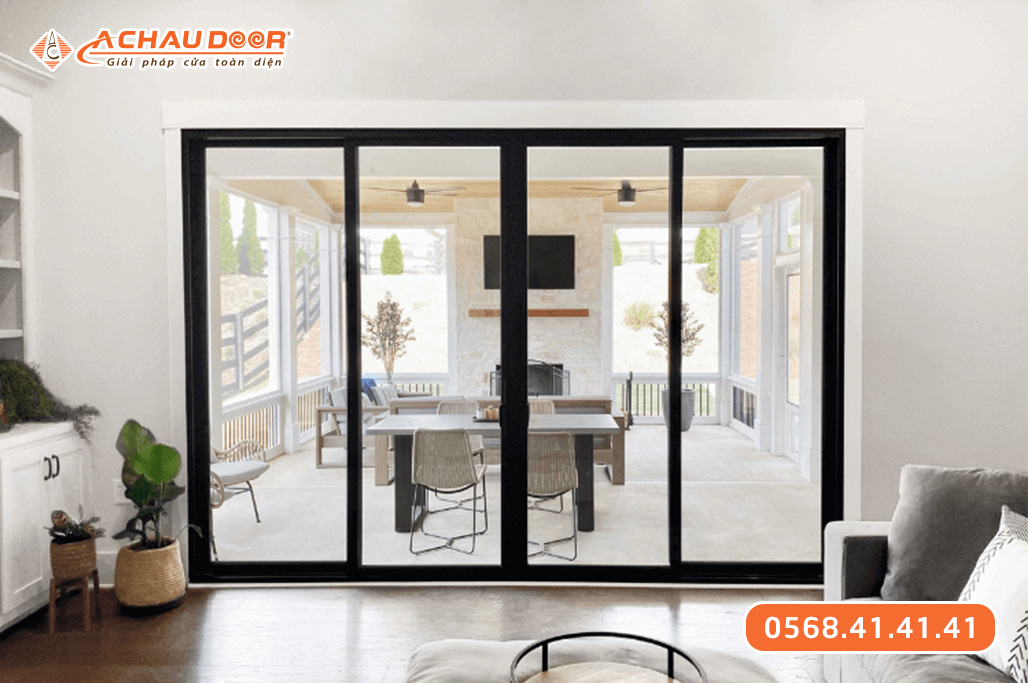 Cửa nhôm kính 4 cánh mở lùa