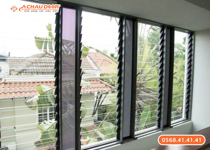 Cửa chớp nhôm cố định kết hợp kính
