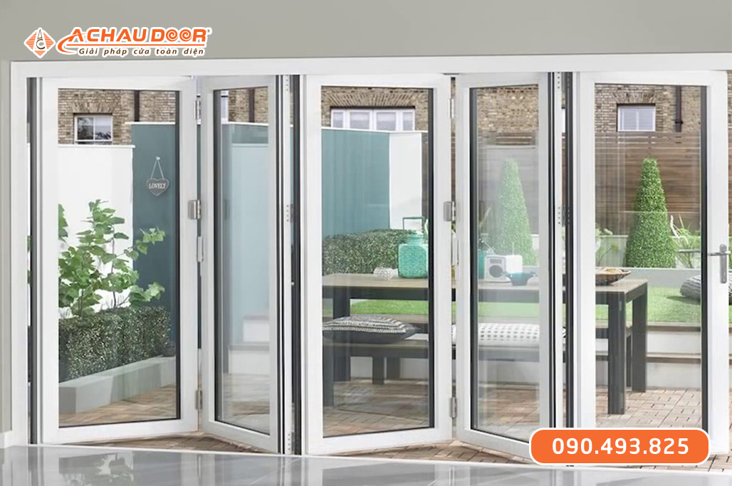 Mẫu cửa trượt xếp gấp nhôm Xingfa hệ 55