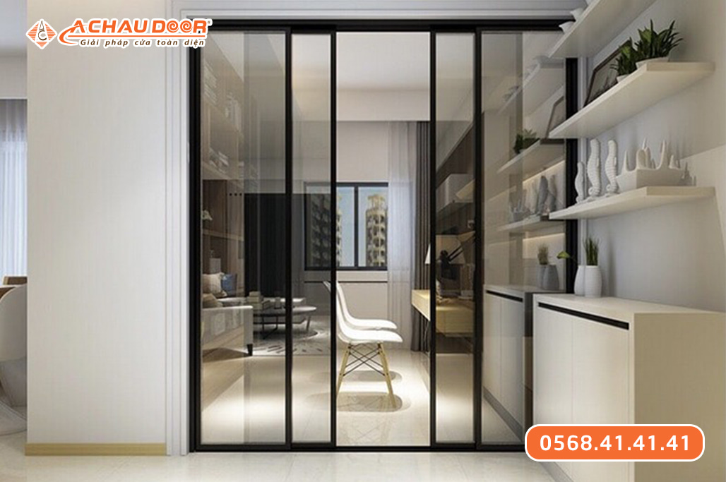 Cửa lùa nhôm kính 4 cánh