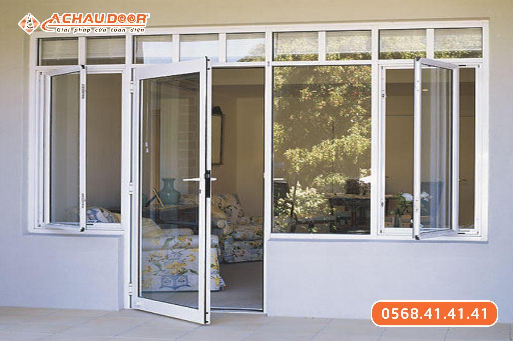 Cửa nhôm màu trắng cho nhà hàng, khách sạn