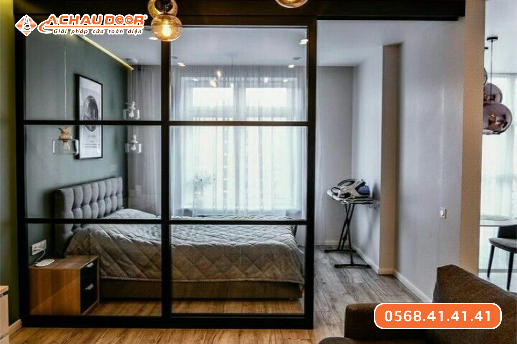 Mẫu vách ngăn kính cường lực phòng ngủ
